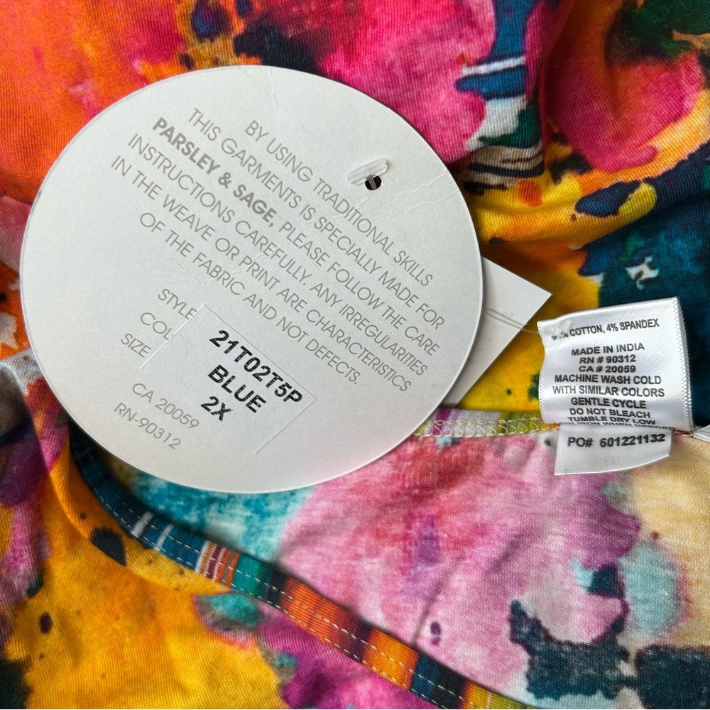 PARSLEY & SAGE Women Size 2X Multicolor Abstract Art Asymmetrical Tunic Top. - Picture 7 of 12